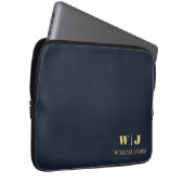 Navy Blue Elegant Professional Minimalist Monogram Laptopschutzhülle (Vorne Rechts)