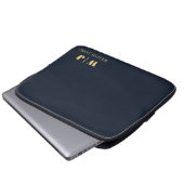 Navy Blue Elegant Professional Minimalist Monogram Laptopschutzhülle (Vorne Knopf)