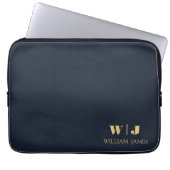 Navy Blue Elegant Professional Minimalist Monogram Laptopschutzhülle (Vorderseite)