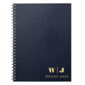 Navy Blue Elegant Professional Minimalist Monogram Notizblock (Vorderseite)