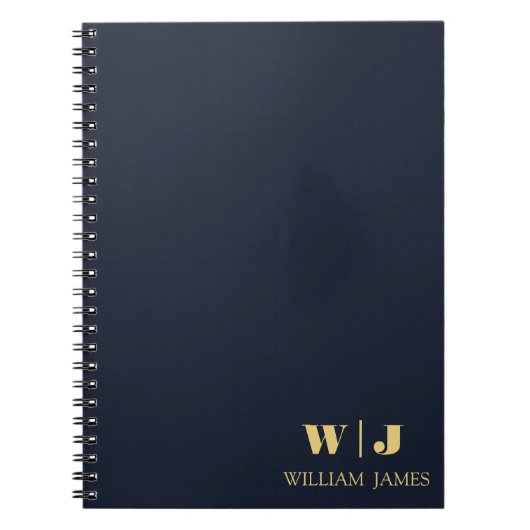 Navy Blue Elegant Professional Minimalist Monogram Notizblock (Vorderseite)