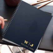 Navy Blue Elegant Professional Minimalist Monogram Notizblock