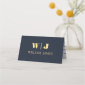Navy Blue Elegant Professional Minimalist Monogram Treuekarte (Vorderseite)