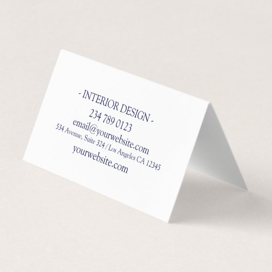 Navy Blue Elegant Professional Minimalist Monogram Visitenkarten (Rückseite)