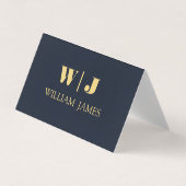 Navy Blue Elegant Professional Minimalist Monogram Visitenkarten (Vorderseite)
