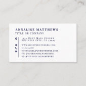 Navy Blue Elegant Professional Visitenkarte (Vorderseite)