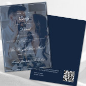 Navy Blue Elegant QR Code Foto Overlay Save The Date
