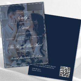 Navy Blue Elegant QR Code Foto Overlay Save The Date