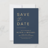 Navy Blue Elegant Save the Date Foto Minimalistisc (Rückseite)
