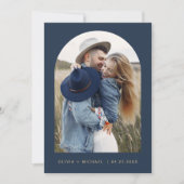 Navy Blue Elegant Save the Date Foto Minimalistisc (Vorderseite)