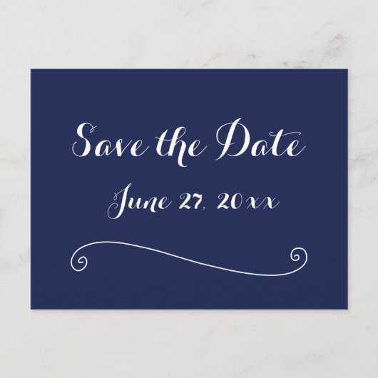 Navy Blue Elegant Save the Date Postkarten (Vorderseite)
