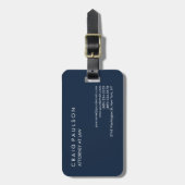 Navy Blue Elegant Schlicht Beruflich Gepäckanhänger (Vorderseite vertikal)