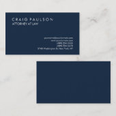 Navy Blue Elegant Schlicht Beruflich Visitenkarte (Vorne/Hinten)