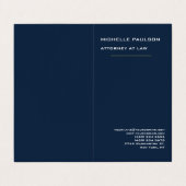 Navy Blue Elegant Schlicht Beruflich Visitenkarten (Außenseite Aufgefaltet)