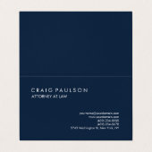 Navy Blue Elegant Schlicht Beruflich Visitenkarten (Außenseite Aufgefaltet)