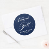 Navy Blue Elegant Script Dankeschön Gastgeschenk H Runder Aufkleber (Umschlag)