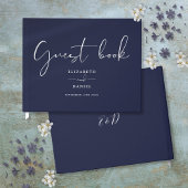 Navy Blue Elegant Script Wedding Gästebuch