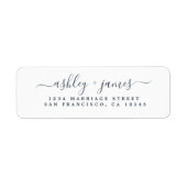 Navy Blue Elegant Script Wedding Rücksendeadresse (Vorne)