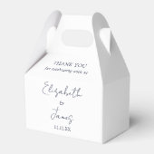 Navy Blue Elegant Script Wedding Vielen Dank Geschenkschachtel (Rückseite)