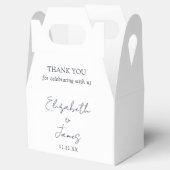Navy Blue Elegant Script Wedding Vielen Dank Geschenkschachtel (Geöffnet)