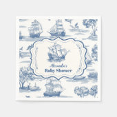 Navy Blue Elegant Toile Nautical Baby Shower Serviette (Vorderseite)