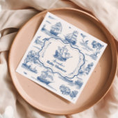 Navy Blue Elegant Toile Nautical Baby Shower Serviette