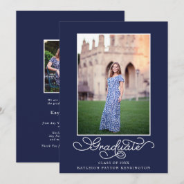 Navy Blue Elegant Typografy Abschluss Foto Ankündigung