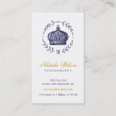 Navy Blue Elegant Vintag Crown Vertikal Visitenkarte (Vorderseite)