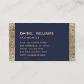 Navy Blue Elegant Vintag Gold Rose & Kalligraphie Visitenkarte (Rückseite)