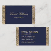 Navy Blue Elegant Vintag Gold Rose & Kalligraphie Visitenkarte (Vorne/Hinten)