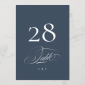 Navy Blue Elegant Wedding 5 x 7 Table Number Einladung (Rückseite)