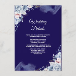 Navy blue elegant wedding begleitkarte