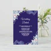Navy blue elegant wedding begleitkarte (Stehend Vorderseite)