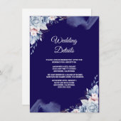 Navy blue elegant wedding begleitkarte (Vorne/Hinten)