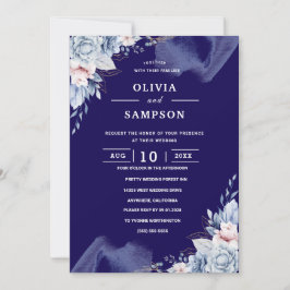 Navy blue elegant wedding einladung