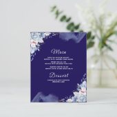 Navy blue elegant wedding Menu card (Stehend Vorderseite)