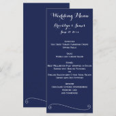 Navy Blue Elegant Wedding Menu Card Menükarte (Vorne/Hinten)