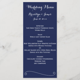 Navy Blue Elegant Wedding Menu Card Menükarte