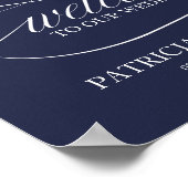 Navy Blue Elegant Willkommen auf unserem Hochzeits Poster (Ecke)