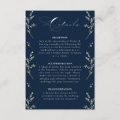 Navy Blue Elegant Winter Wildblume Hochzeitsdetail Begleitkarte (Vorderseite)