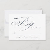 Navy Blue Elegante Calligraphy Black Krawatte Hoch RSVP Karte (Vorderseite)