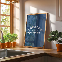 Navy Blue Elegante Christliches Zitat Poster