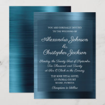 Navy Blue Elegante Hochzeitseinladung