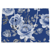 Navy Blue & Elegante Moderne Aquarellblume Große Geschenktüte (Vorderseite)