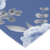 Navy Blue & Elegante Moderne Aquarellblume Großer Tischläufer (Ecke)