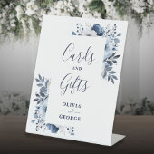 Navy Blue Elegante Moderne Blumenkarten und Gesche Sockelschild