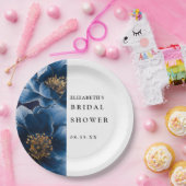 Navy Blue Elegante Modernes Brautparty Pappteller (Party)