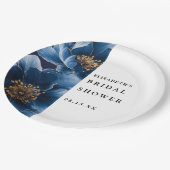 Navy Blue Elegante Modernes Brautparty Pappteller (Schrägansicht)