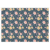 Navy Blue Elegante Vintage Wildblume Muster Tischdecke (Vorderseite (Horizontal))