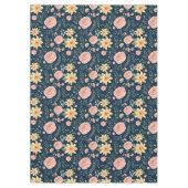 Navy Blue Elegante Vintage Wildblume Muster Tischdecke (Vorderseite)